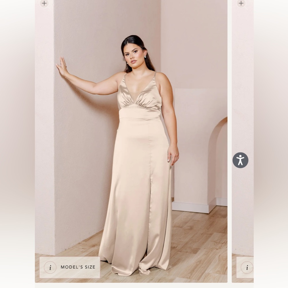 Revelry Carmen Satin Bridesmaid Dress (Gold Champagne 703)